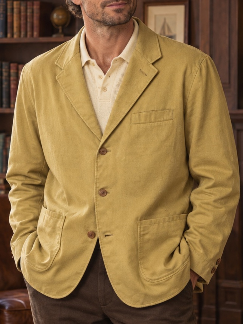 J. Peterman Men’s 3-Button Tan Sport Coat Blazer Sz. 42
